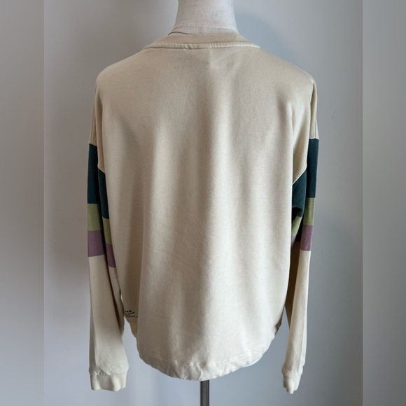 Picture - Woman’s Cream Crewneck Sweater with Colorful Stripes - Picture 3 of 11